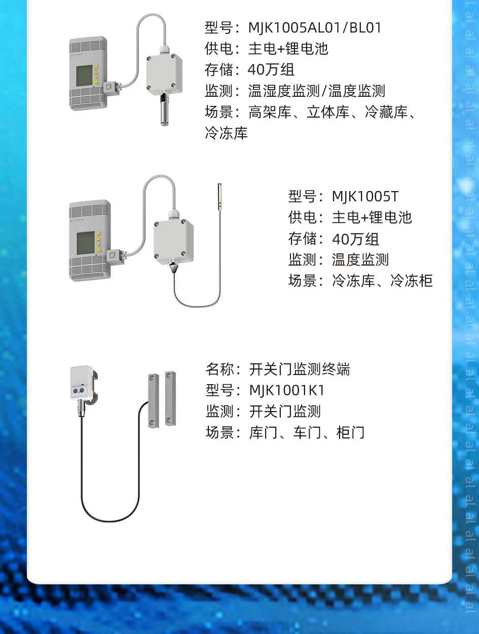 志翔領(lǐng)馭MJK1005AL01/BL01溫濕度監(jiān)測(cè)終端用于監(jiān)測(cè)高架庫(kù)、立體庫(kù)、冷藏庫(kù)、冷凍庫(kù)等場(chǎng)景